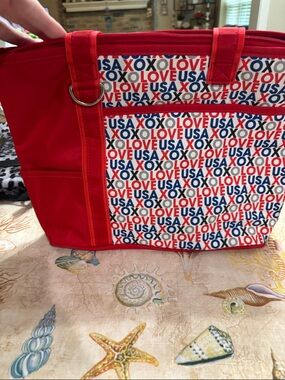 Red 'LOVE USA XOXO' Canvas Tote Bag